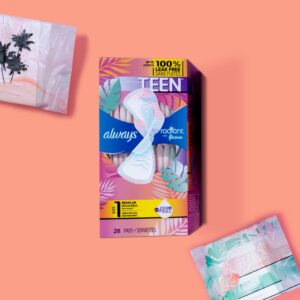 Always Radiant Teen Pads with Wings, Size 1, Regular Absorbency, 42 CT - Image 16