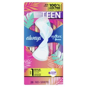 Always Radiant Teen Pads with Wings, Size 1, Regular Absorbency, 42 CT - Image 18