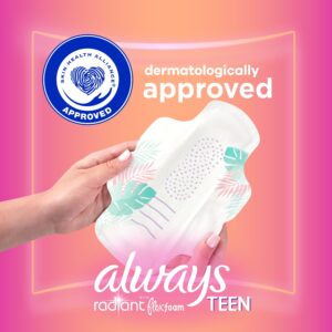 Always Radiant Teen Pads with Wings, Size 1, Regular Absorbency, 42 CT - Image 24