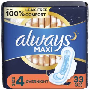 Always Maxi Overnight Pads with Wings for Women, Size 4, Overnight Absorbency, Unscented, 72 Count - Image 11
