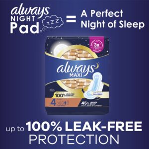 Always Maxi Overnight Pads with Wings for Women, Size 4, Overnight Absorbency, Unscented, 72 Count - Image 24
