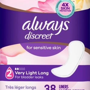 Always Discreet Sensitive Skin Bladder Leak Pads 2 Very Light Long 38 Count - Image 3