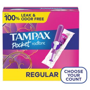 Tampax Pocket Radiant Tampons with LeakGuard Braid, Regular Absorbency, 14 Ct - Image 1
