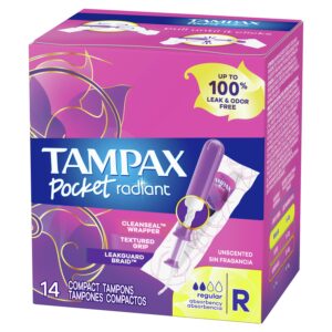 Tampax Pocket Radiant Tampons with LeakGuard Braid, Regular Absorbency, 14 Ct - Image 11