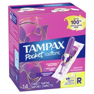 Tampax Pocket Radiant Tampons with LeakGuard Braid, Regular Absorbency, 14 Ct - Image 12