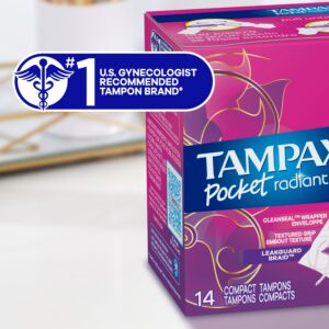 Tampax Pocket Radiant Tampons with LeakGuard Braid, Regular Absorbency, 14 Ct - Image 19