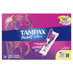 Tampax Pocket Radiant Tampons with LeakGuard Braid, Regular Absorbency, 14 Ct - Image 21
