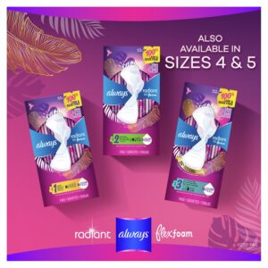 Always Radiant Feminine Pads with Wings, Size 1, Regular Absorbency, Scented, 15 Count - Image 28
