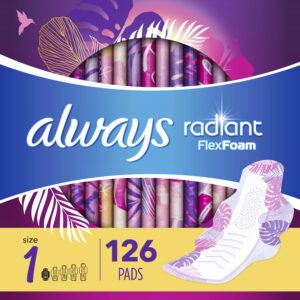 Always Radiant Feminine Pads with Wings, Size 1, Regular Absorbency, Scented, 15 Count - Image 30