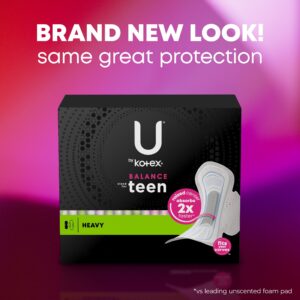 U by Kotex Balance Sized for Teens Ultra Thin Pads with Wings, Heavy Absorbency, 40 Count - Image 3