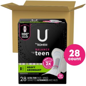 U by Kotex Balance Sized for Teens Ultra Thin Pads with Wings, Heavy Absorbency, 40 Count - Image 12