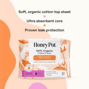 Honey Pot 100% Organic Cotton Comfort Cover Regular Pads, 20 Count - Image 10