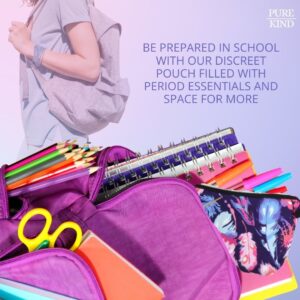Teen First Period Pouch with Sanitary Napkins/Pads, Panty Liners, Wipes and Disposable Bags for Tweens and Teens - Image 3