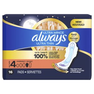 Always Ultra Thin Overnight Pads with Flexi-Wings, Size 4, Overnight, Unscented, 16 Count - Image 10