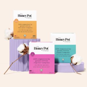 Honey Pot Organic Cotton Core Regular, BPA-Free Applicator Tampons – 18 ct. - Image 4