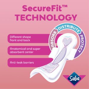 Saba Buenas Noches Overnight Maxi Pads with Wings | Built for Absorption Distribution and Protection | The Ultimate Overnight Feminine Care Pad for Women | 60 Pads (3 Packages, 20 Pads Each) - Image 3