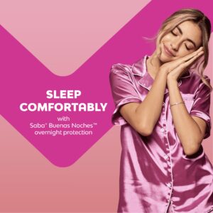 Saba Buenas Noches Overnight Maxi Pads with Wings | Built for Absorption Distribution and Protection | The Ultimate Overnight Feminine Care Pad for Women | 60 Pads (3 Packages, 20 Pads Each) - Image 4
