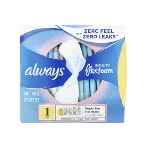 Always Infinity Feminine Pads, Size 1 Regular, with Wings, Unscented, 18 ct - Image 4