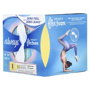 Always Infinity Feminine Pads, Size 1 Regular, with Wings, Unscented, 18 ct - Image 5