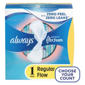 Always Infinity Feminine Pads, Size 1 Regular, with Wings, Unscented, 18 ct - Image 7