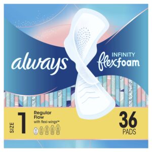 Always Infinity Feminine Pads, Size 1 Regular, with Wings, Unscented, 18 ct - Image 14