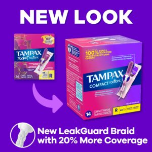 Tampax Pocket Radiant Compact Plastic Tampons, With LeakGuard Braid, Super Absorbency, Unscented, 14 Count - Image 10