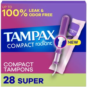 Tampax Pocket Radiant Compact Plastic Tampons, With LeakGuard Braid, Super Absorbency, Unscented, 14 Count - Image 11