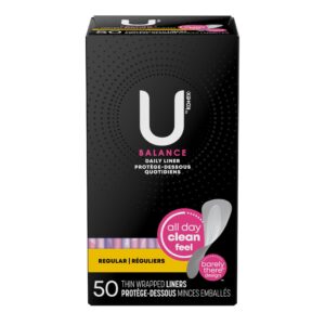 U by Kotex Balance Daily Wrapped Panty Liners, Light Absorbency, Regular Length, 50 Count - Image 11
