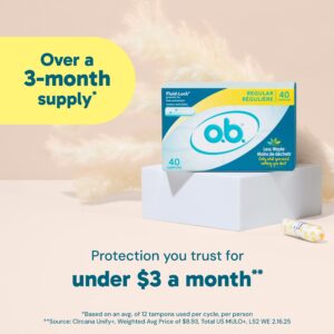 o.b. Original Applicator-Free Tampons, Multi-Pack Regular, Super, & Super Plus Absorbency, 40 CT - Image 8