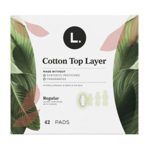 L. Ultra Thin Pads for Women, Regular Absorbency, Organic Cotton Top Layer, Unscented Pads with Wings, 42 CT - Image 11