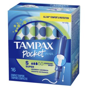 Tampax Pocket Pearl Tampons, Unscented, Super Absorbency, 16 Ct - Image 11