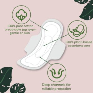 L. Ultra Thin Pads for Women, Regular, 100% Pure Cotton Top Layer 56 Ct - Image 3