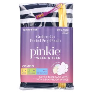 Pinkie Teen Pads, Prep Pouch Variety Pack, Organic Cotton (4 Count) - Image 10