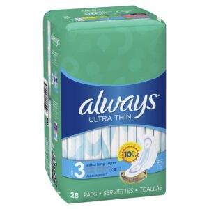 Always Ultra Thin Pads, Winged, Unscented, Extra Long, Size 3, 28 ct - Image 3