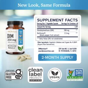 DIM Supplement 200mg | Estrogen Balance for Women & Men | Hormone Balance, Hormonal Acne, Menopause & Antioxidant Support | Clean Label Project Certified | 60 Ct - Image 3