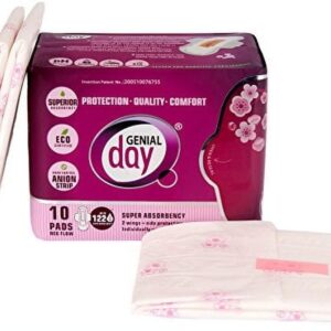 Genial Day Eco-Certified Super Absorbent Regular Flow with Anion Strip 10 Pads Box - Image 3