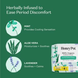 Honey Pot 100% Organic Cotton Cover Cooling Herbal Infusion Heavy Flow Daytime Pads, 16 Count&nbsp - Image 5