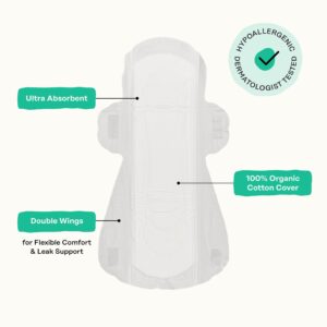 Honey Pot 100% Organic Cotton Cover Cooling Herbal Infusion Heavy Flow Daytime Pads, 16 Count&nbsp - Image 7