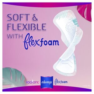 Always Radiant Teen Regular Flow Pads, Size 1, Unscented with Wings, 28 Count - Image 4