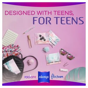 Always Radiant Teen Regular Flow Pads, Size 1, Unscented with Wings, 28 Count - Image 6