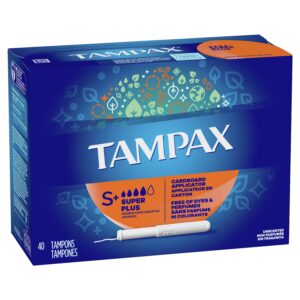Tampax Cardboard Tampons Super Plus Absorbency, Anti-Slip Grip, LeakGuard Skirt, Unscented, 40 Count - Image 4