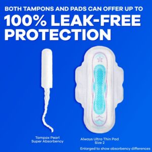 Tampax Pearl Tampons with LeakGuard Braid, Regular Absorbency, 100 Ct