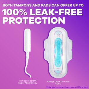 Tampax Radiant Tampons with LeakGuard Braid, Super Plus Absorbency, 28 Count - Image 11