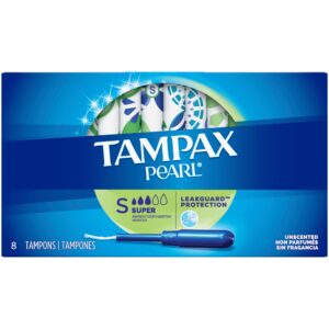 Tampax Pearl Tampons Super Absorbency with LeakGuard Braid, Unscented, 8 Count - Image 8