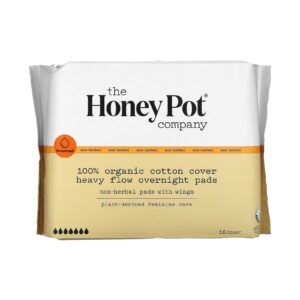 The Honey Pot Company 100% Organic Cotton Cover Heavy Flow Overnight Pads, 16 Count - Image 3