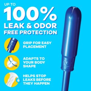 Tampax Pearl Tampons Trio Multipack with LeakGuard Braid, Light/Regular/Super Absorbency, 64 Ct