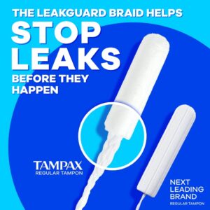 Tampax Pearl Tampons Trio Multipack with LeakGuard Braid, Light/Regular/Super Absorbency, 64 Ct