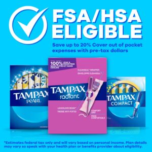 Tampax Pearl Tampons Trio Multipack with LeakGuard Braid, Light/Regular/Super Absorbency, 64 Ct