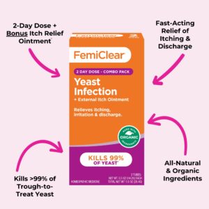 FemiClear Natural & Organic 2-Day Yeast Infection Ointment, Includes External Itch Ointment, 2 Tubes, 2 Applicators - Image 4
