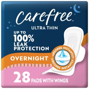 Carefree Ultra Thin Overnight Pads with Wings, 28 Count - Image 11